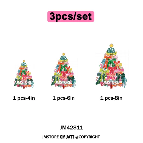 Funny Christmas Tree Coquette Holly Jolly Merry and Bright Festive Lover Iron on DTF Transfer Sticker Ready to Press for Hoodies