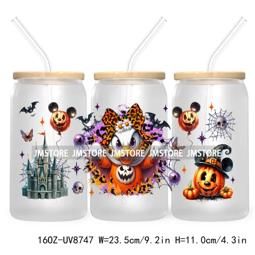 Halloween Leopard Cartoon Princess 16OZ UV DTF Cup Wrap Transfer Sticker Custom Labels Waterproof Logo For Libbey Glass Can Fall