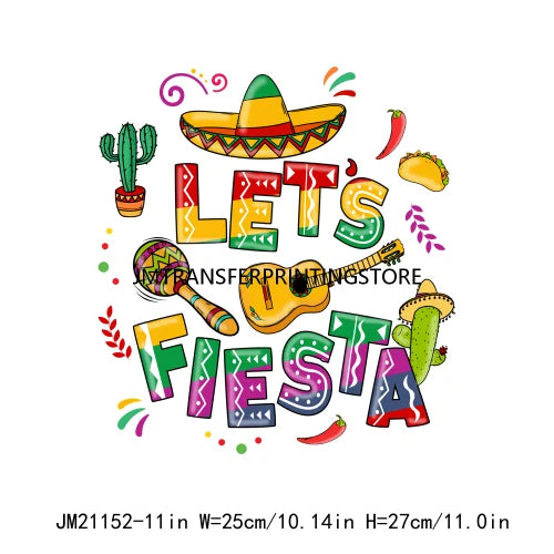 Cinco De Mayo Sugar Skull Let's Fiesta Designs Taco Tuesday Squad Mexican Party Tis The Season DTF Transfer Stickers For Clothes