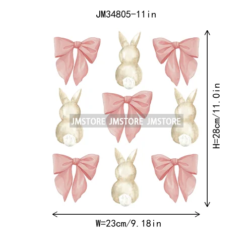 Cute Blowing Bubble Bunny Coquette Preppy Easter Eggs Carrot Iron On DTF Heat Transfer Stickers Ready To Press For T-shirts Bags