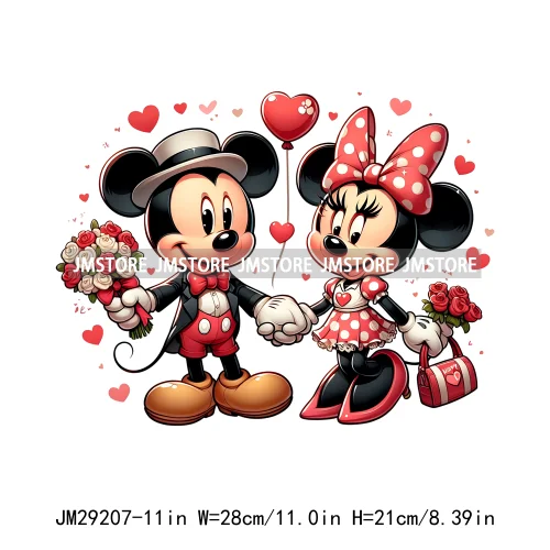 Happy Valentine's Day Cartoon Character Mouse Animal Cupid Love Heart DTF Iron On Transfers Stickers Ready To Press For T-shirts