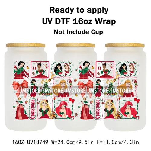 Christmas Crew Cartoon Characters Gingerbread UV DTF Stickers Ready To Apply Cup Wrap Custom Logo DIY Craft For Libbey Can Glass