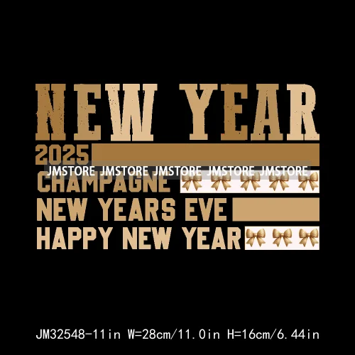 In My 2025 Era Good Vibes Coquette Happy New Year Iron On Disco Ball Christmas DTF Heat Press Transfers Stickers For T-shirts