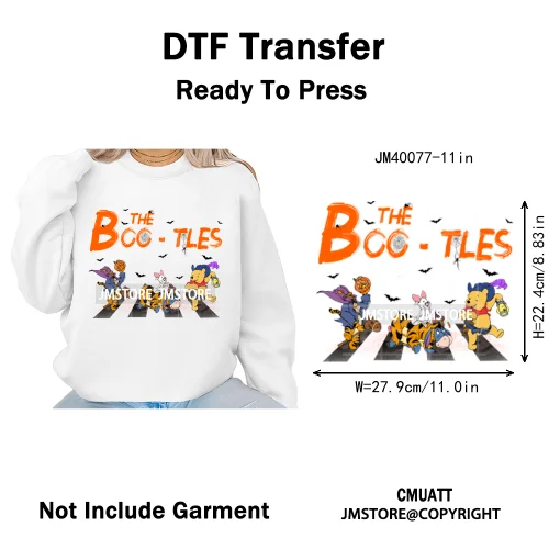 Nightmare on Main Street Pumpkin Spooky Halloween Cartoon Season Iron on DTF Heat Transfers Stickers Ready to Press for Hoodies