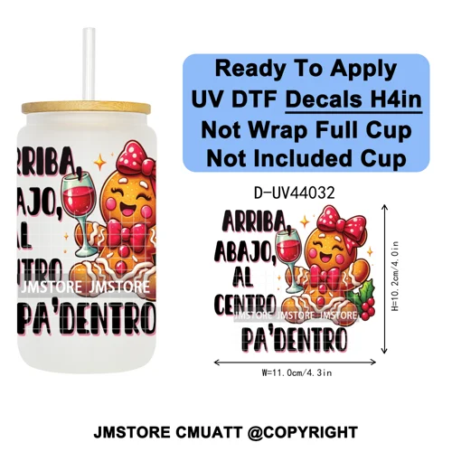 Floral Mexican Christmas Mama UV DTF Transfer Stickers Decals Ready To Apply Good Quality Prints For Libbey Cold Cup Mug Tumbler