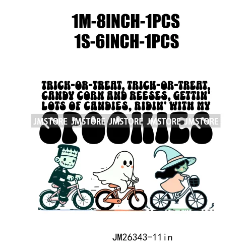 Funny Halloween Ghost Boogie Trick Or Treat Stay Spooky Printing Design DTF Iron On Transfer Stickers Ready To Press For Clothes