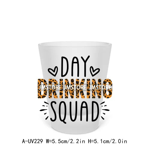 Drink Drank Drunk Alcohol Short Glass Cups UV DTF Sticker For Beer Mugs Decals Transfers Stickers Waterproof DIY Craft Quotes