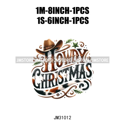 Funny Howdy Christmas Western Cowboy Highland Cow Gingerbread Boots Iron On DTF Transfers Stickers Ready To Press For T-shirts