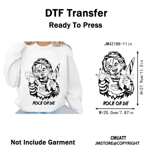 See You In Hell Scary Movie True Love Couple Halloween Season Iron on DTF Washable Transfers Stickers Ready to Press for Textile