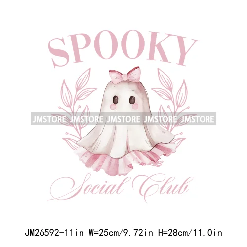 Spooky Halloween Mama Witch Social Club Coquette Bows Ghost Black Cat DTF Iron On Transfer Stickers Ready To Press For Clothing