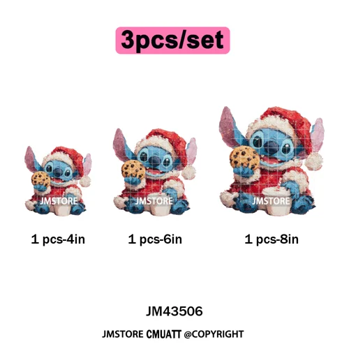 Cute Cartoon Characters Merry Christmas Holiday Gifts Xmas Iron on Washable DTF Heat Transfer Sticker Ready to Press for Clothes