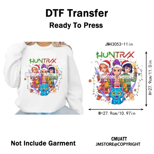 Kpop Christmas Santa Boys Girls Band Cartoon Demon Characters Iron on Washable DTF Transfers Stickers Ready to Press for Clothes