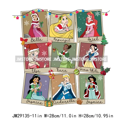 Cartoon Princess Jolly Tis The Season Christmas Party Best Day Ever Iron On DTF Transfers Stickers Ready To Press For T-shirts