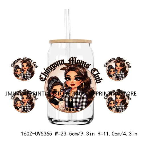 Mother's Day Daughter Son Latina Mexican Mama 16OZ UV DTF Cup Wrap Transfer Sticker Custom Waterproof Logo For Libbey Glass Can