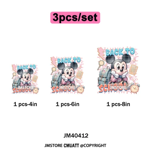 Colorful Checkered Cartoon First Day of School Design Kid Back To School Iron on DTF Transfer Sticker Ready to Press for Clothes