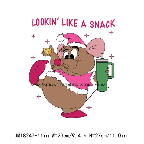 Funny Mouse Princess Christmas Designs Looking Like A Snack Gus Christmas Heat Transfer Stickers Ready To Press For Clothes Bags