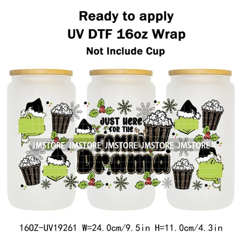Horror Xmas Ghouls Characters NBC 16OZ UV DTF Cup Wraps Ready To Apply Durable Transfer Stickers For Libbey Glass Can Christmas