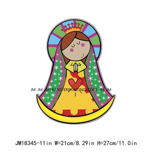 Virgencita Birgen De Guadalupe Nuestra Senora De Guadalupe  Floral Mexican Virgen Our Lady Mary DTF Transfer Sticker For Hoodies