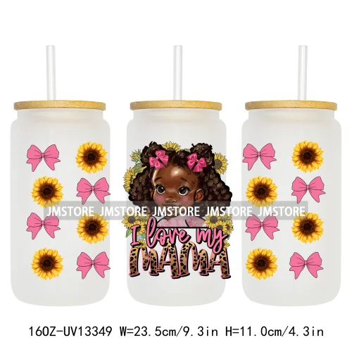 Coquette Afro Black Dope Autism Mama Cat Dog Mom UV DTF Sticker For 16OZ Libbey Glass Cup Can Wrap Waterproof Transfer Stickers