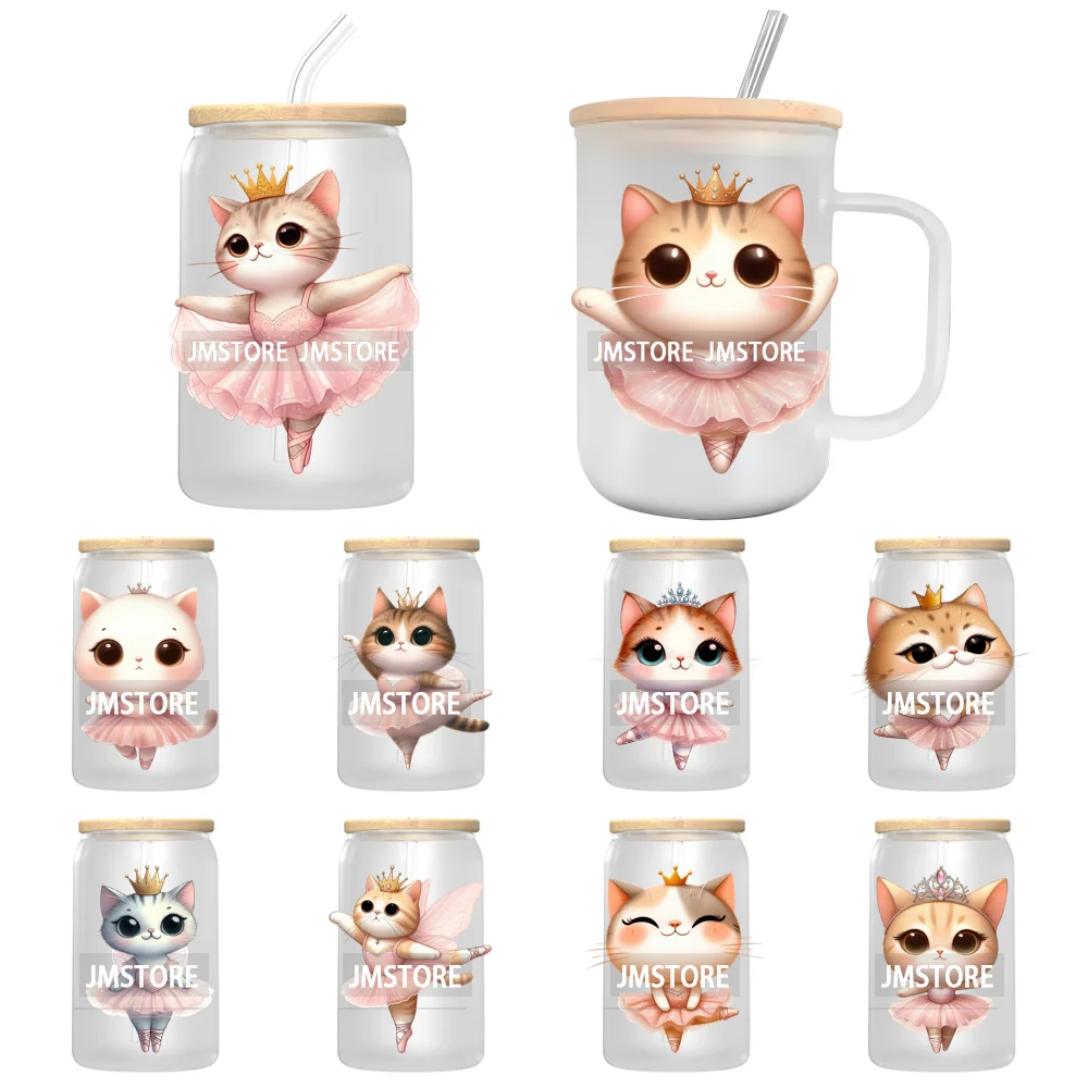 Dancing Cats Kittens Queen UV Sticker Decals For Libbey Cold Cups Mugs Tumbler Transfer Stickers Waterproof High Quality Labels