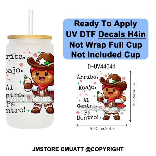Floral Mexican Christmas Mama UV DTF Transfer Stickers Decals Ready To Apply Good Quality Prints For Libbey Cold Cup Mug Tumbler