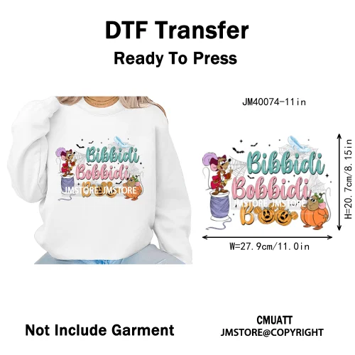 Nightmare on Main Street Pumpkin Spooky Halloween Cartoon Season Iron on DTF Heat Transfers Stickers Ready to Press for Hoodies
