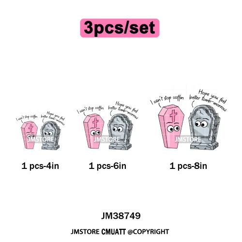 Funny Spooky Season Skelleton Coffin Break Sarcastic Halloween Puns Iron on DTF Transfer Sticker Ready to Press for Clothes Bags