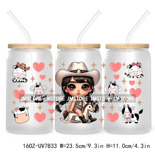 Cute Chibi Mexican Latina Baby Girl 16OZ UV DTF Cup Wrap Transfers Stickers For Libbey Glass Can Cups Tumbler Waterproof Skulls