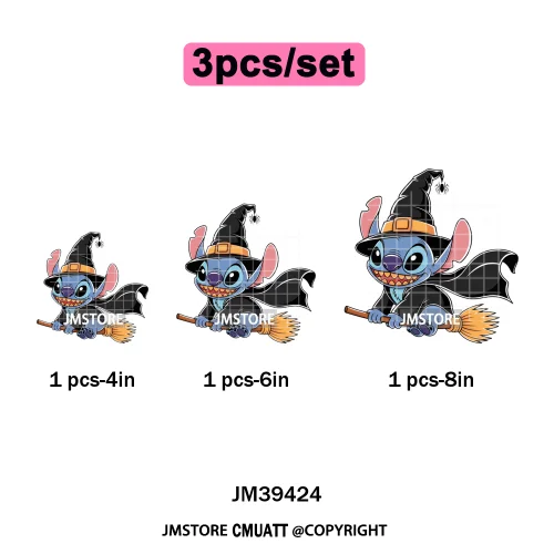 Spooky Vibes Horror Trick Or Treat Cartoon Animal Pumpkin Bats Iron on DTF Washable Transfers Sticker Ready to Press for Hoodies