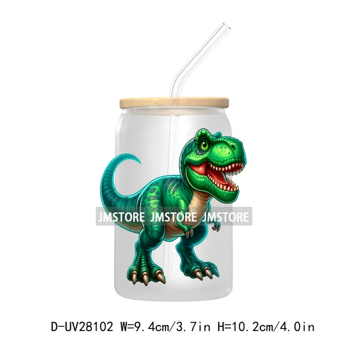 Cute Baby Dinosaur Kids Gift UV DTF Transfer Stickers Decals For Libbey Cold Cups Mugs Tumbler Waterproof Craft Cartoon Animals