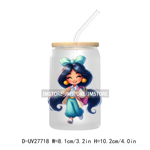 Cartoon Princess Back To School UV DTF Transfer Stickers Decals For Libbey Cold Cups Mugs Tumbler First Day Of School Students