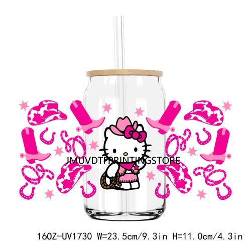 Cute Bear And Cat Coffee UV DTF Sticker For 16OZ Libbey Glass Cup Can Cartoon Cars Wrap Transfer Sticker Custom Labels DIY Logo