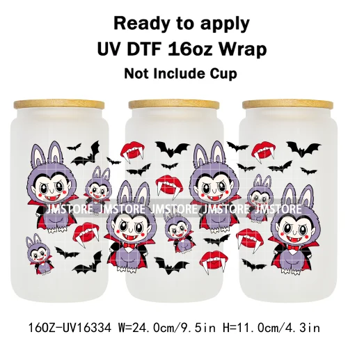 Laboo Killers Friends Halloween Monster Doll UV DTF Stickers Ready To Transfer Cup Wrap Custom Logo For Libbey Can Glass Tumbler