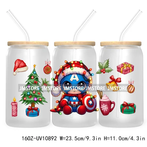 Cute Baby Horror Characters Christmas Season 16OZ UV DTF Cup Wrap Transfer Stickers Durable Waterproof Logo For Libbey Glass Can