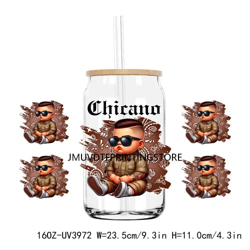 Chicana Valentine Mexican Culture 16OZ UV DTF Cup Wrap Transfer Stickers Custom Labels DIY Waterproof Logo For Libbey Glass Can