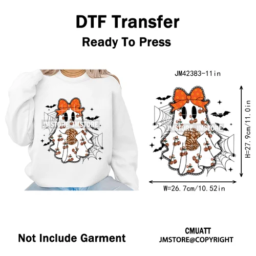 Ghost Coquette Spanish Halloween Pan Dulce Conchas And Cucuy Iron on DTF Washable Transfers Stickers Ready to Press for Textiles