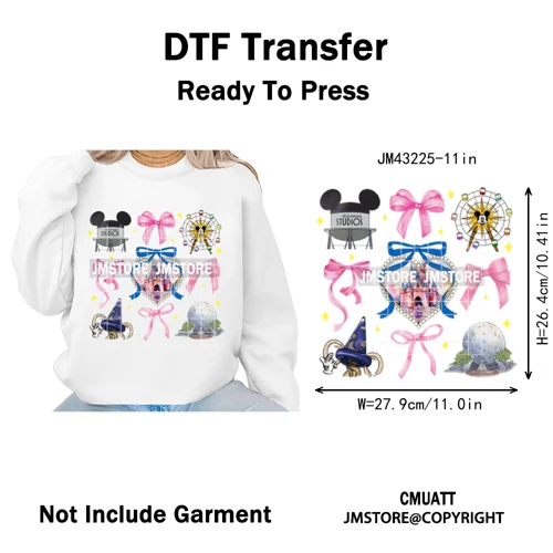 Trendy Girls Mirror Coquette Cartoon Friends Character Trip Holiday Iron on DTF Transfer Stickers Ready to Press for Sweatshirts