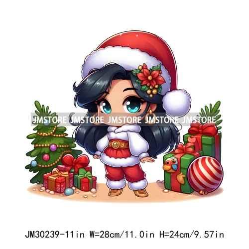 Cute Princess Red Ugly Sweater Cartoon Girls Friends Merry Christmas Iron On DTF Transfers Stickers Ready To Press For Clothing