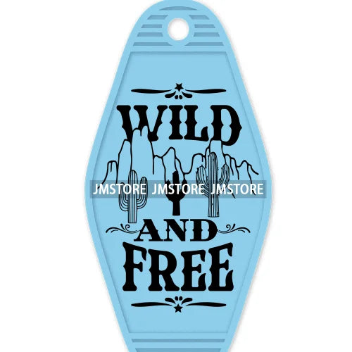 Wild And Free Western Life Cow Quotes High Quality WaterProof UV DTF Sticker For Motel Hotel Keychain Small Business Mama