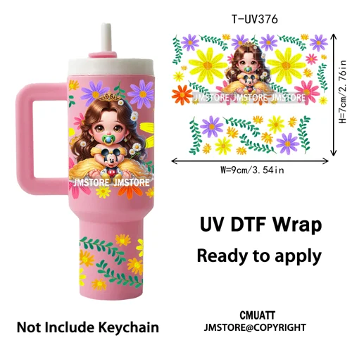 Baby Princess Butterfly Coquette Bow UV DTF Mini Tumbler Keychain Wraps Ready To Apply Transfer Stickers Prints Waterproof Decal