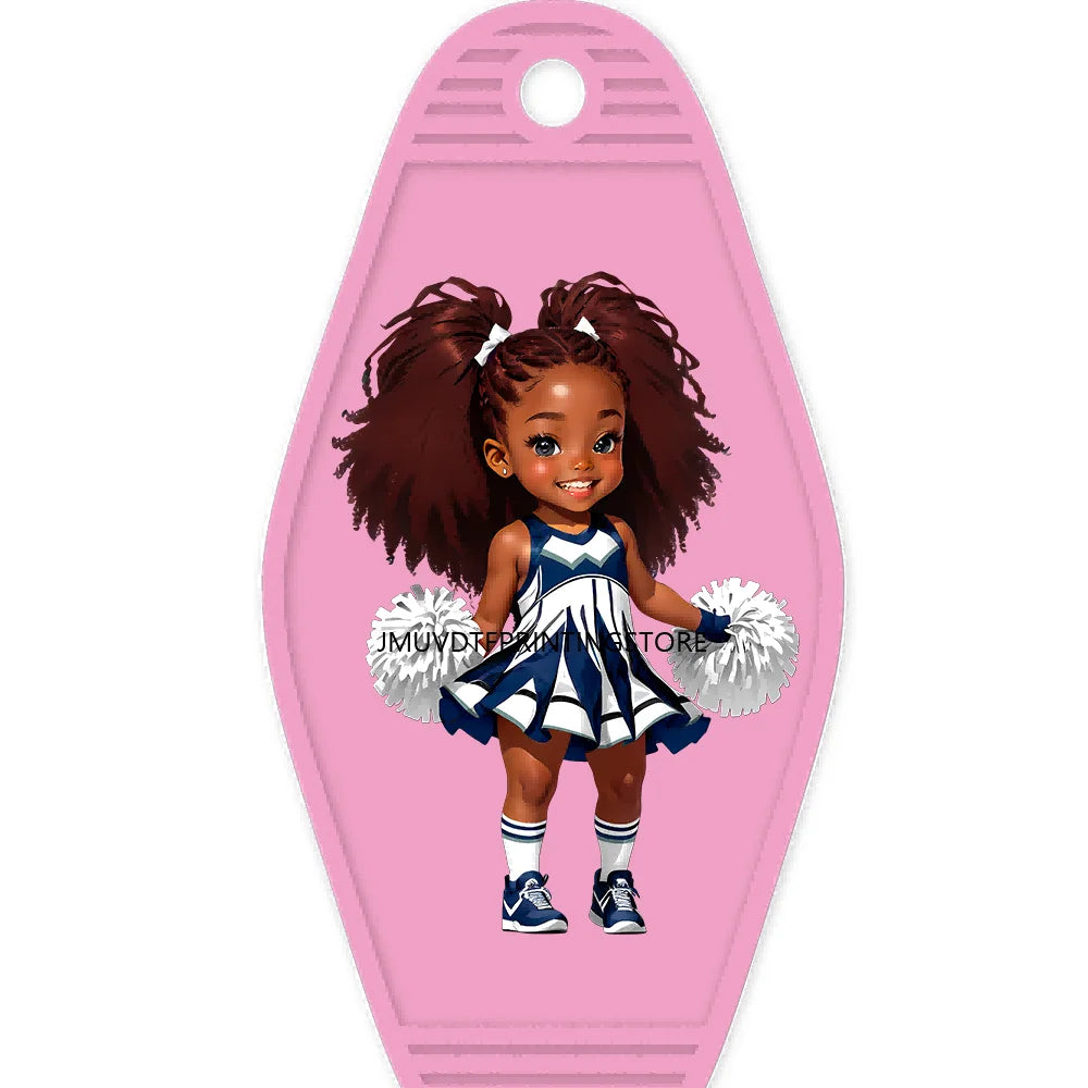 Sport Football Player High Quality WaterProof UV DTF Sticker For Motel Hotel Keychain Black Afro Girls