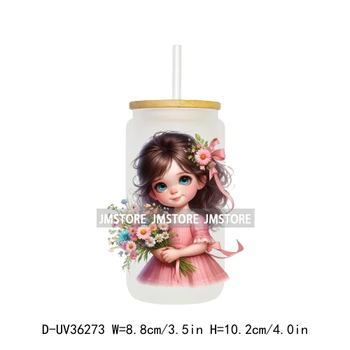Cute Little Girl Butterfly Wings UV DTF Transfer Stickers Decal Ready To Apply Waterproof For 16OZ Libbey Glass Can Cups Tumbler