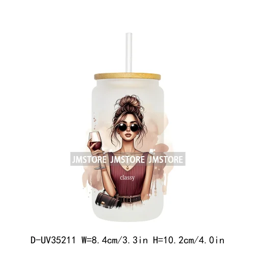 Funny Sarcastic Woman Sassy Girl UV DTF Transfer Stickers Decals Ready To Apply Waterproof For 16OZ Libbey Glass Can Cup Tumbler