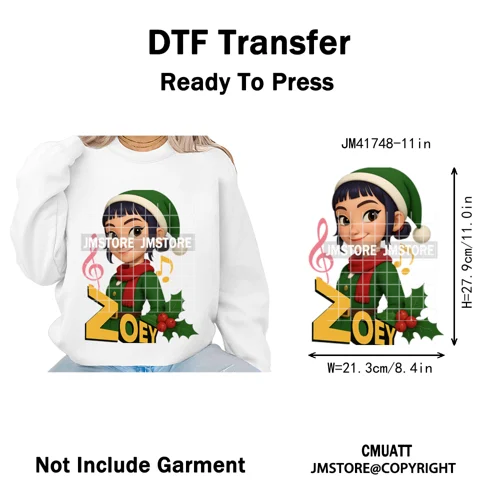 Cute Santa Kpop Inspired Movie Character Merry Christmas Holly Iron on DTF Washable Transfer Stickers Ready to Press for Textile