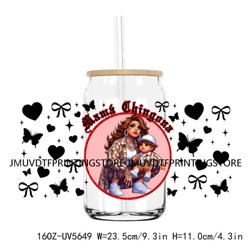 Chingona Chicana Mom 16OZ UV DTF Cup Wrap Transfer Stickers Chibi Mama Custom Label Durable Waterproof Logo For Libbey Glass Can