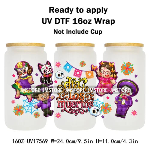 Movies Characters Horror Halloween Cartoon 16OZ UV DTF Cup Wraps Ready To Apply Waterproof Transfer Sticker For Libbey Glass Can