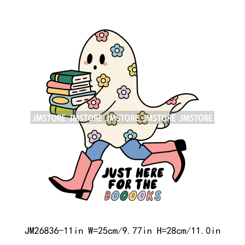 Hot Cute Spooky Ghouls Boo Read Club Bookish Halloween DTF Printing Iron On Transfer Stickers Ready To Press For Hoodies Bags