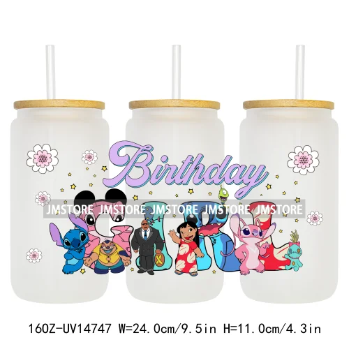 Birthday Cartoon Kids Friendship UV DTF Stickers Ready to Transfer Cup Wrap Custom Labels For Libbey Can Glass Tumblers Mugs