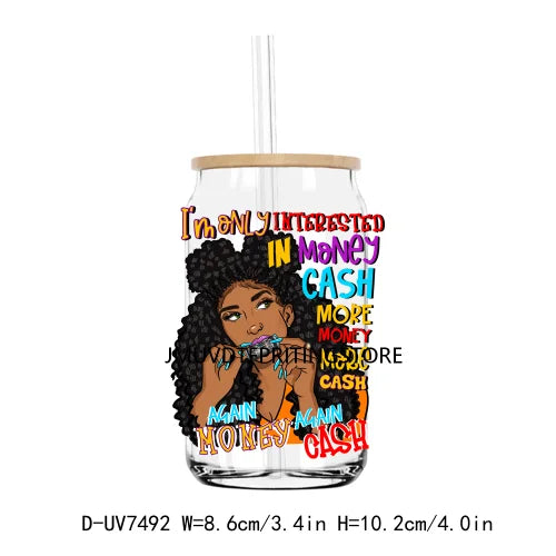 African American Black Women UV DTF Transfers Stickers Decals For Libbey Cold Cups Mugs Tumbler Waterproof DIY Craft Afro Girls