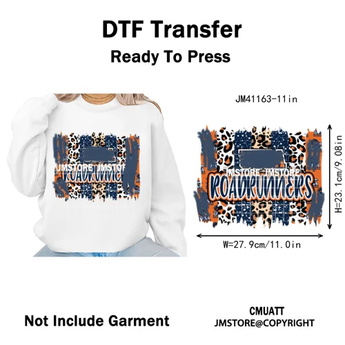 Faux Glitter Leopard Game Day American Football Sport Coquette Iron on Washable DTF Transfer Stickers Ready to Press for Clothes